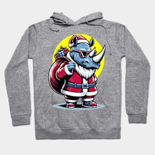 Retro Rhino Revelry: 2024 New Year's Blast Hoodie